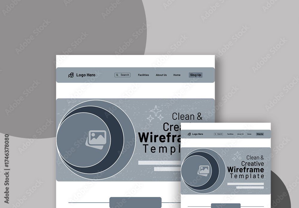 Wireframe Html Template Minimal Web Wireframe Template Layout Stock Template | Adobe Stock
