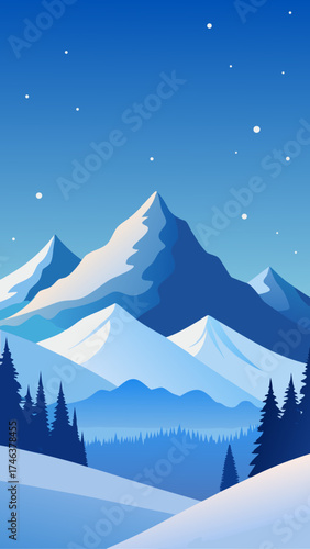 Winter landscape with mountains and snowy scenery