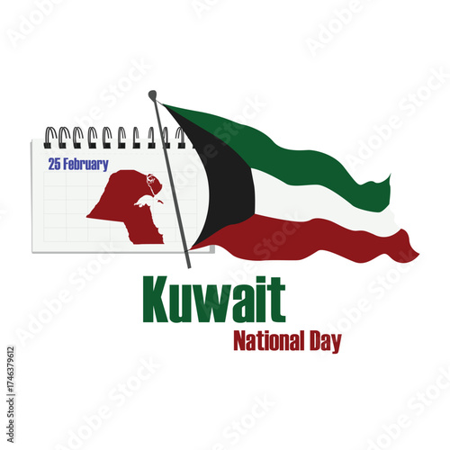 Kuwait National Day banner post illustration on white background