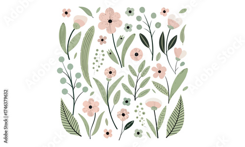 Pastel Floral & Tropical Botanical Elements for Design