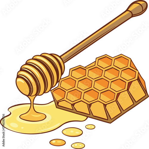 Golden Honeycomb and Dipper: Pure, Natural Sweetness