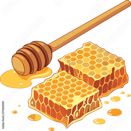 Golden Honeycomb and Dipper: Pure, Natural Sweetness
