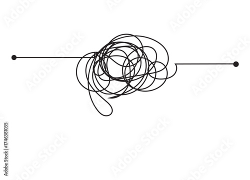 Messy lines icon. Complex line. Confused brain problems. vector eps 10