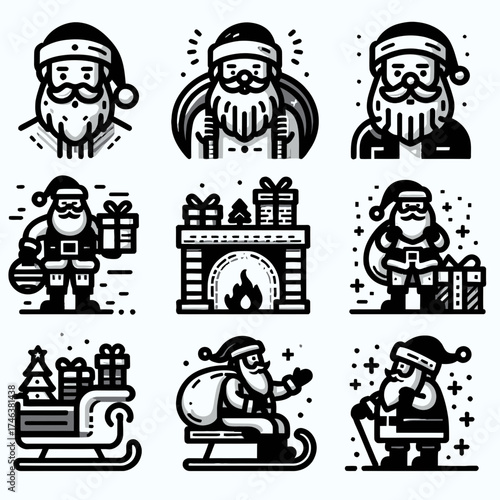set of vector illustrations santa claus