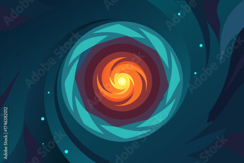 digital abstract vortex with glowing center illustration