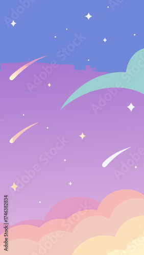 Wallpaper Mural pastel sky floating stars light streaks illustration Torontodigital.ca