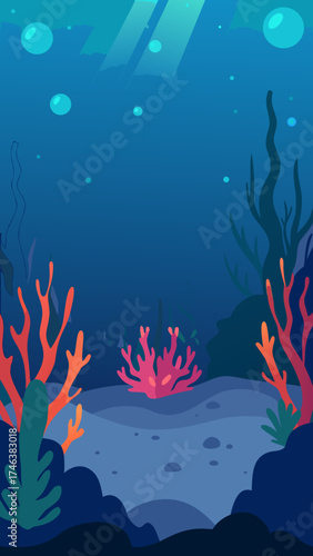 underwater coral garden glowing plankton illustration