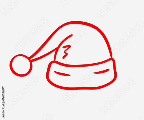 Vector Santa Claus Red Hat outline icon sketch 