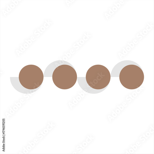 Simple horizontal infographic with four brown circles symbolizing sequential steps or project stages in a modern layout.