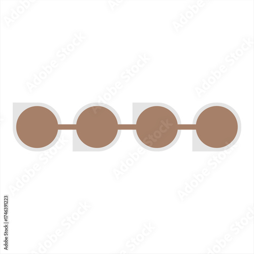 Flat infographic design with evenly spaced circular elements connected by lines, great for showing simple data flow or progress.