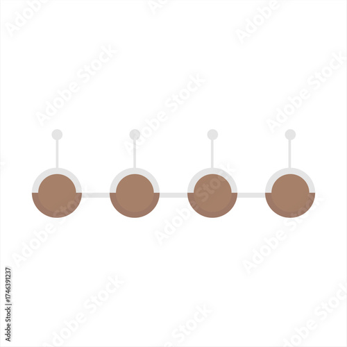 Minimal infographic with connected circles and vertical lines, representing a timeline or process flow in a clean flat style.