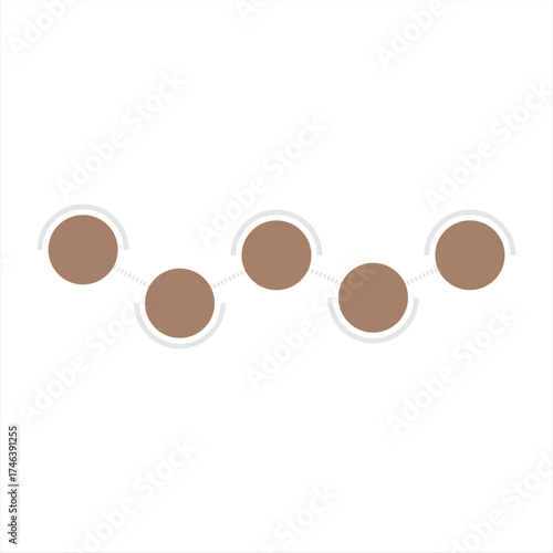Abstract infographic with curved circular nodes forming a smooth wave-like pattern, representing dynamic business flow.