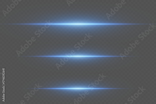Blue neon light effects. On a transparent background.