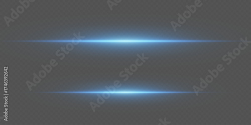 Blue neon light effects. On a transparent background.