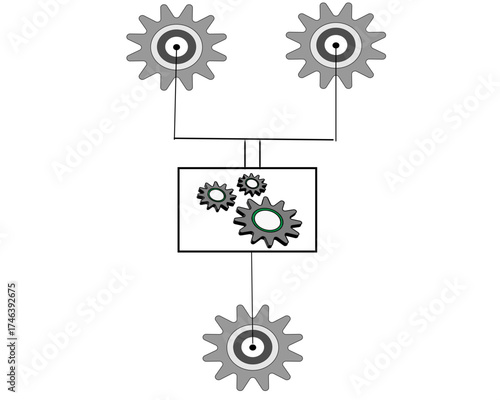 Interlocking gears and cogwheels in a mechanical arrangement