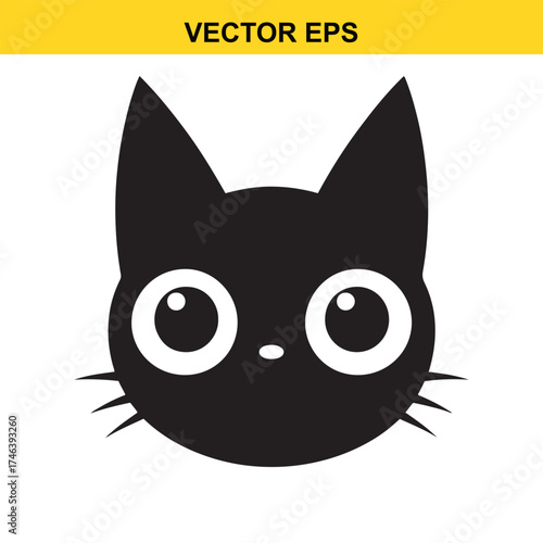 Vector art of black cat holding a fish in its mouth