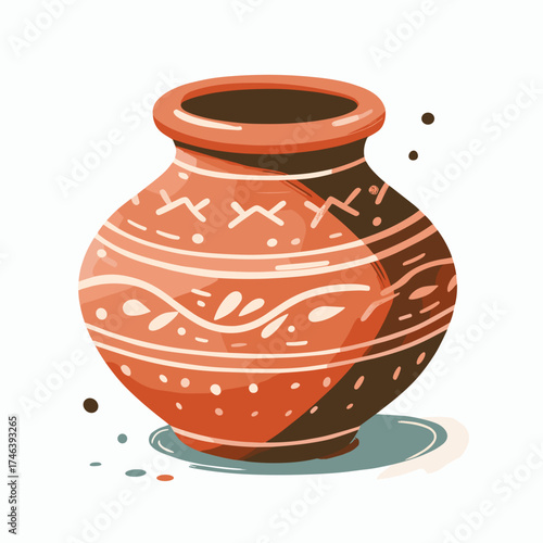 Painted terracotta pot