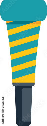 Colorful party blower with stripes making festive noise for celebrating birthday or new year's eve