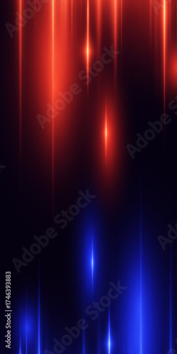 Futuristic glowing lines with red and blue colors.