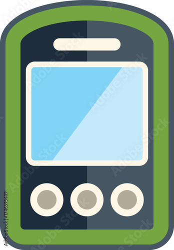 Mobile phone with buttons showing blank screen displaying mobile app design for website or social media marketing