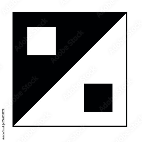 Yin Yang square - the yin and yang symbol, black and white vector illustration isolated on white