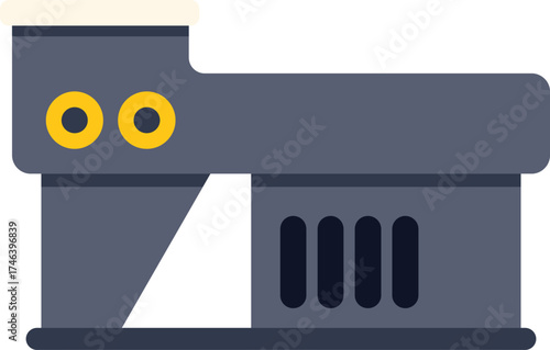 Simple flat illustration of an airport check in counter with a conveyor belt for luggage