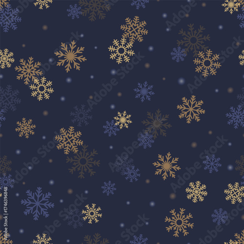 Snowflakes pattern, seamless endless background. Winter texture with falling ...