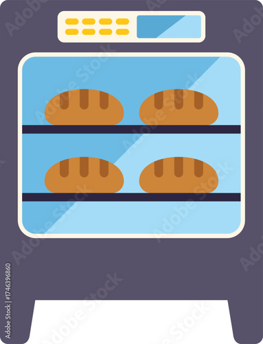 Professional oven baking bread, concept for industrial bakery or pastry shop