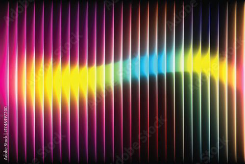 Bright, abstract rainbow color lines form a glowing digital wave pattern for a vibrant spectrum backdrop vector background illustration
