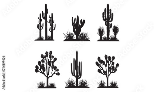 Cactus Silhouette Bundle | Desert Plant Vector Set | Succulent Clipart Collection