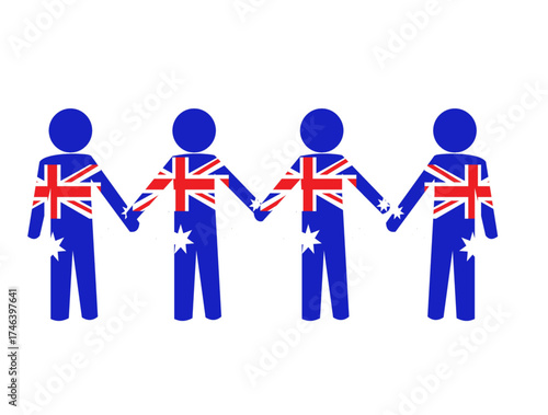 australian people icons holding hands together and standing australia identity citizenship.eps
