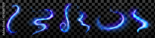 Magic ice wind for game cartoon winter. Blue and purple swirl effect ice with glimmer light.