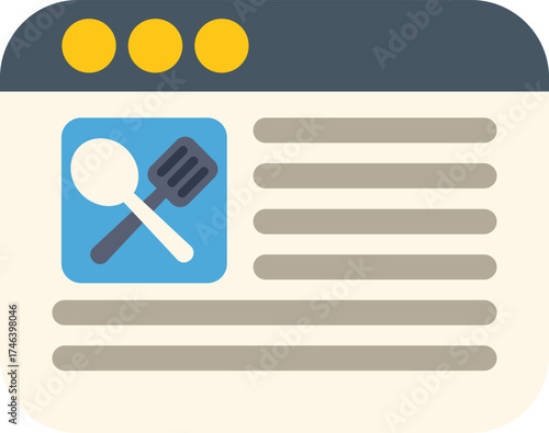 Website page displaying culinary content, featuring a ladle and spatula icon, suggesting recipes or cooking information
