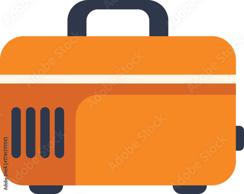 Orange and blue portable electric generator, a reliable source of energy for camping, travel, and emergencies