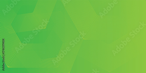 Green abstract background with glowing geometric lines. Modern gradient rounded square lines pattern.