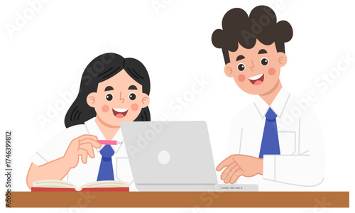 Illustration of Students Studying Together