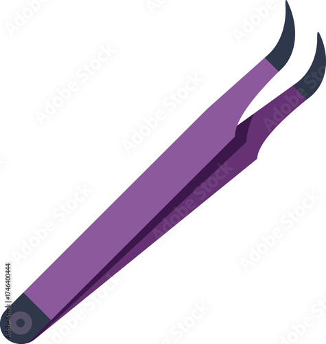 This vector illustration features a pair of purple tweezers, perfect for showcasing beauty products or tools
