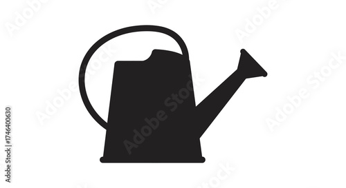Classic silhouette of a watering can icon for garden care and plant hydration in a simple black and white design silhouette