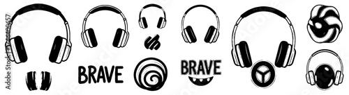Modern Headphone Collection: Artistic Line Art Illustrations for Music Lovers, Audio Enthusiasts, and Podcast Listeners –  Perfect for Creative Projects, Branding, Tech Designs, Advertising, Marketing