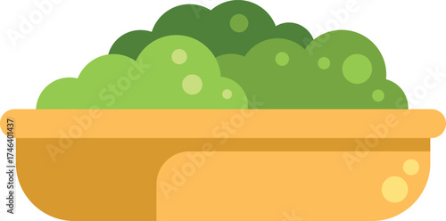 This vector illustration features a decorative green bush growing from a big flowerpot, perfect for gardening and plant enthusiasts