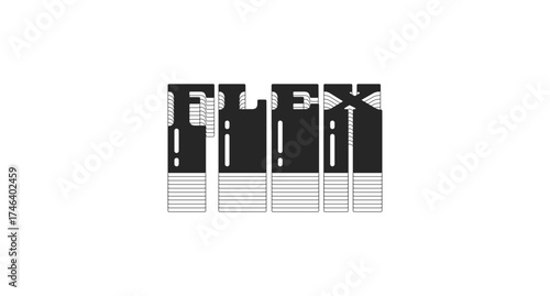 Flex bold black viral internet slang typography. Showing off, bragging lingo. Boastful, proud gen z. Teenage meme. Monochrome 80s synthwave buzz word with layered shadow. Pop culture. Danfo font used