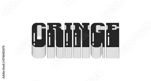 Cringe bold black viral internet slang typography. Gen z awkward, embarrassment lingo. Dislike, ugh feeling. Monochrome 80s synthwave buzz word with layered shadow. Pop culture. Danfo font used