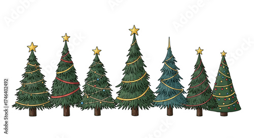 Holiday Cheer Festive Christmas Tree Collection with Ornamentation for Seasonal Celebrations