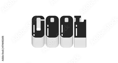 Cool bold black viral internet slang typography. Positive expression of approval. Teen reaction in communication. Monochrome 80s synthwave buzz word with layered shadow. Pop culture. Danfo font used