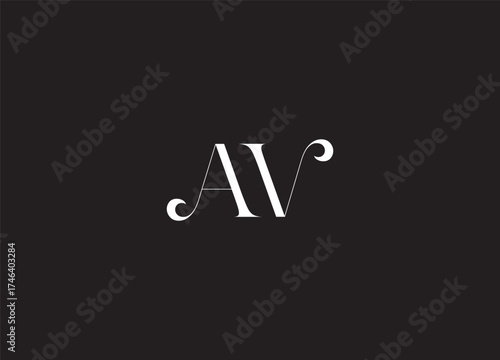 Elegant AV Monogram Logo Design | Minimalist Luxury Letter Template