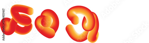 -Abstract Organic Color Line Shapes.  Vector Gradient Wavy Ribbon. 3D Loop Line Design Element.