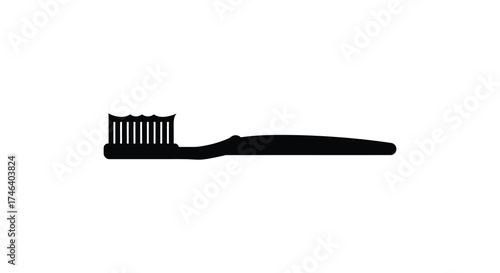 Simple black toothbrush silhouette isolated on for oral hygiene and dental care concepts silhouette
