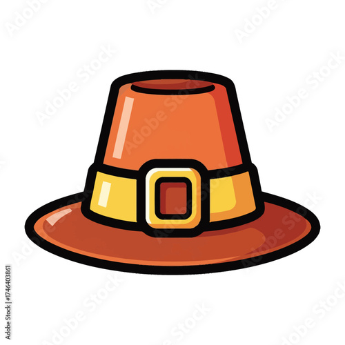 Classic Pilgrim Hat with Gold Buckle Icon.
