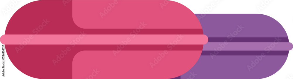 Εκτύπωση καμβά Pink and purple inflatable mattresses floating on water, summer vacation concept