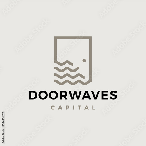 door water wave beach hotel logo vector icon illustration